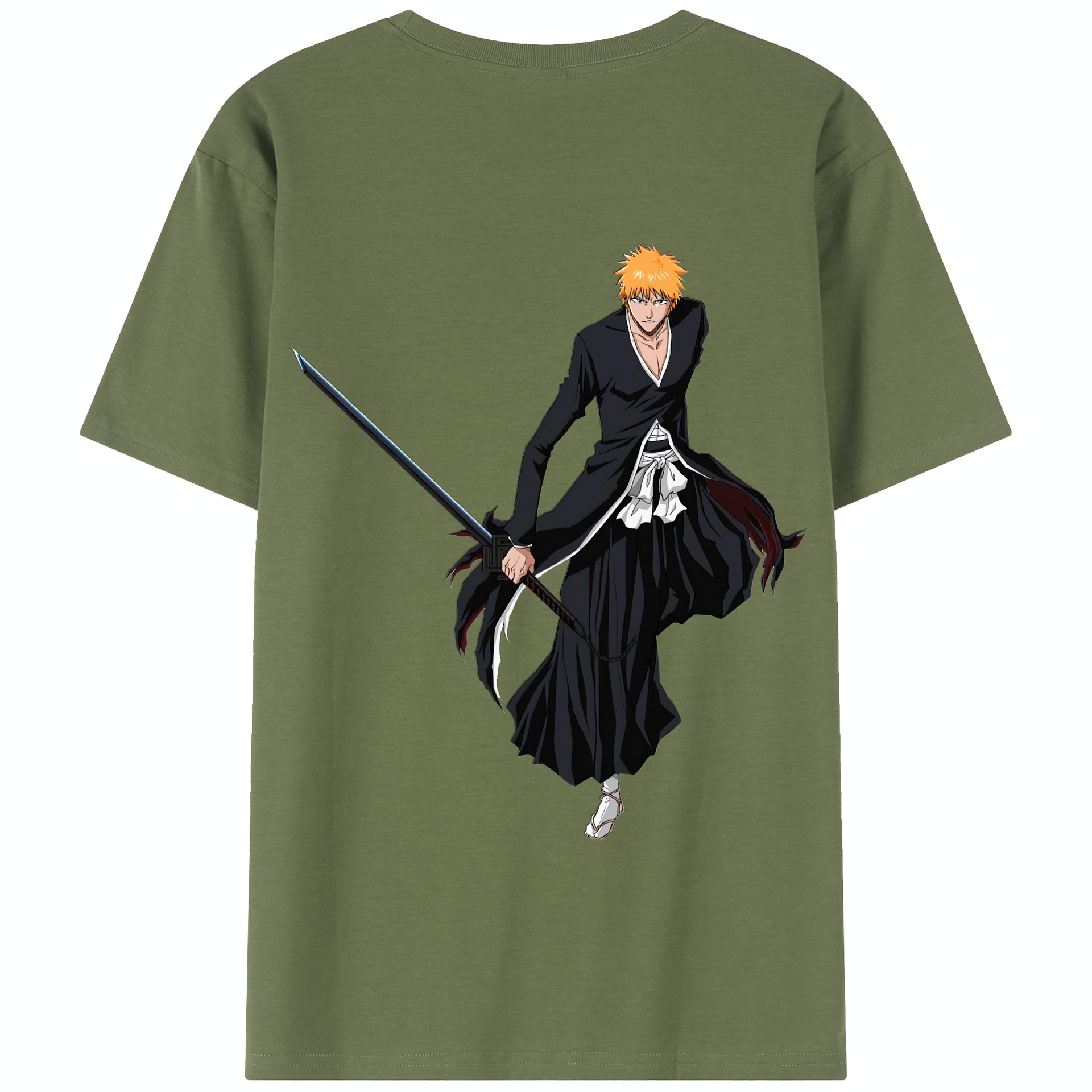 （画像用） ブリーチ 黒崎一護（くろさき いちご）BLEACH Kurosaki Ichigo 綿100％半袖Tシャツ（背面プリント）